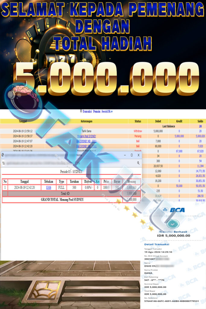 BUKTI JACKPOT OTAKJITU DI TOGEL ONLINE SYDNEY