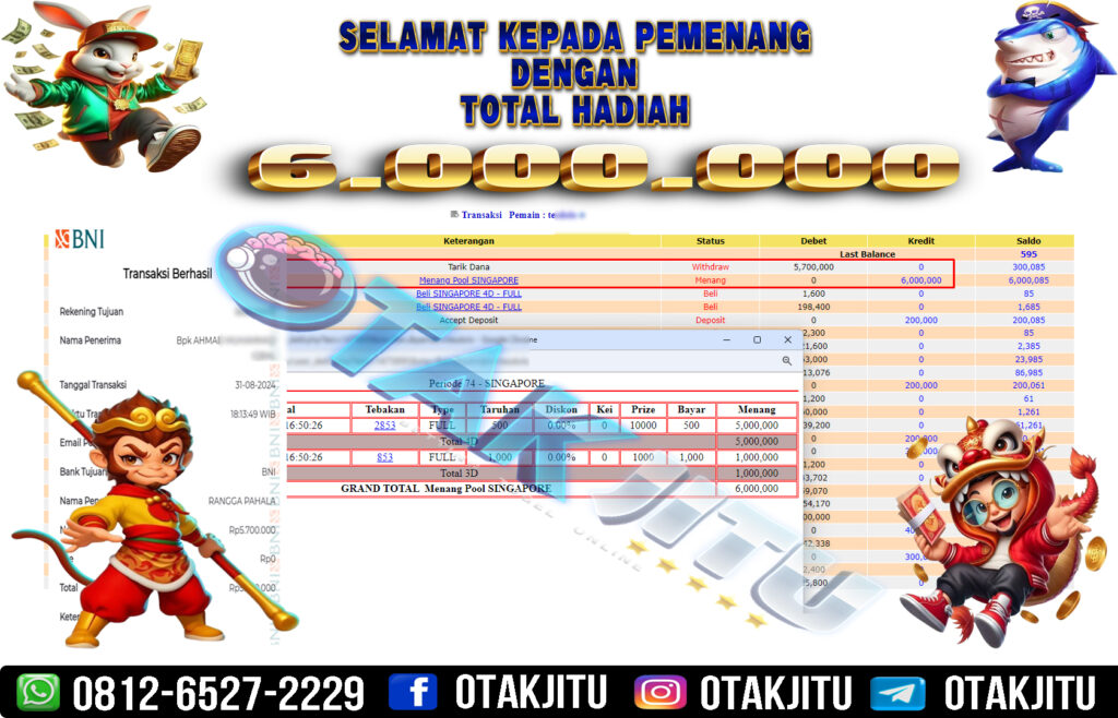 BUKTI JACKPOT OTAKJITU DI TOGEL ONLINE SINGAPORE