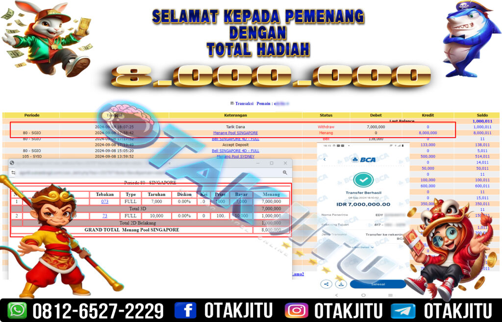 BUKTI JACKPOT OTAKJITU DI TOGEL ONLINE SINGAPORE